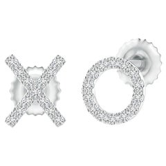 Orecchini con diamante naturale XO in oro bianco 14K (0,07ct. colore-H chiarezza-SI2)