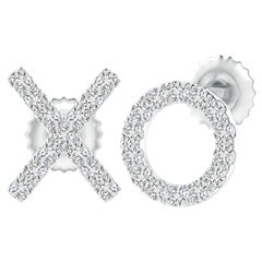 Natural Diamond XO Stud Earrings in 14K White Gold (0.17cttw Color-H Clarity-SI2