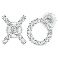 Orecchini con diamante naturale XO in oro bianco 14K (0,17cttw Colore-H Chiarezza-SI2)