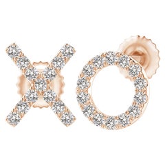 Natural Diamond XO Stud Earrings in 14K Rose Gold (0.17cttw  Color-I-J)