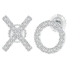 Orecchini con diamante naturale XO in oro bianco 14K (0,2cttw Colore-H Chiarezza-SI2)