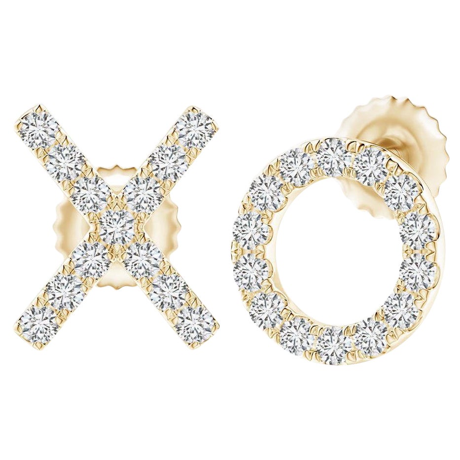Natural Diamond XO Stud Earrings in 14K Yellow Gold (0.2cttw Color-H Clarity-SI2