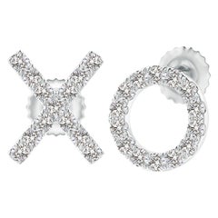 Orecchini con diamante naturale XO in oro bianco 14K (0,2cttw Color-I-J)