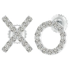 Natural Diamond XO Stud Earrings in 14K White Gold (0.2cttw Color-K Clarity-I3)