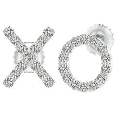 Orecchini con diamante naturale XO in oro bianco 14K (0,2cttw Colore-K Chiarezza-I3)