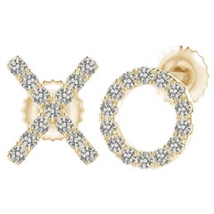 Orecchini con diamante naturale XO in oro giallo 14K (0,17cttw Colore-K Chiarezza-I3)