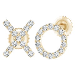 Orecchini con diamante naturale XO in oro giallo 14K 0,17cttw Colore-G Chiarezza-VS2