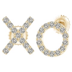 Orecchini con diamante naturale XO in oro giallo 14 carati (0,2cttw Colore-K Chiarezza-I3)