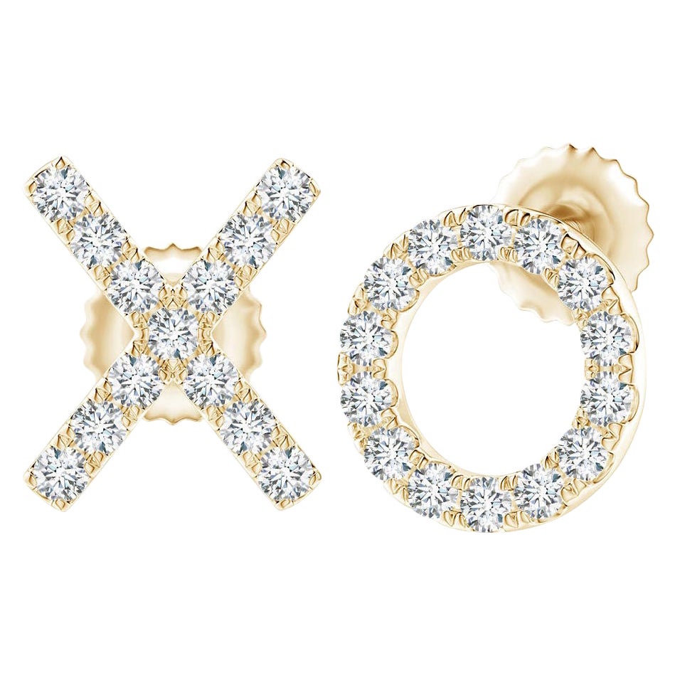 Natural Diamond XO Stud Earrings in 14K Yellow Gold (0.2cttw Color-G Clarity-VS2
