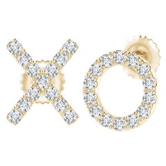 Orecchini con diamante naturale XO in oro giallo 14 carati (0,2cttw Colore-G Trasparenza-VS2)