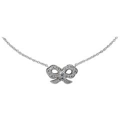 Hearts on Fire 18 Karat White Gold .20 Carat Lorelei Diamond Bow Necklace