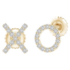 Orecchini con diamante naturale XO in oro giallo 14K 0,07cttw Colore-H Chiarezza-SI2