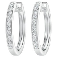 Natural Diamond Hoop Earrings in Platinum (0.33cttw Color-G Clarity-VS2)