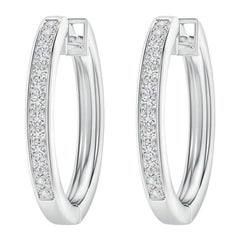 Natural Diamond Hoop Earrings in Platinum (0.07cttw Color-H Clarity-SI2)