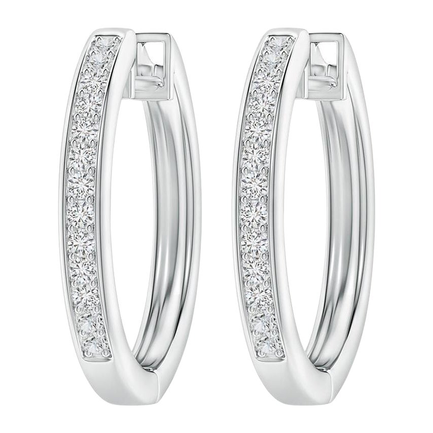 Natural Diamond Hoop Earrings in Platinum (0.2cttw Color-H Clarity-SI2)