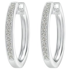Natural Diamond Hoop Earrings in Platinum (0.5cttw Color-K Clarity-I3)