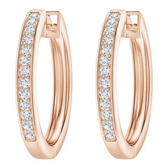 Créoles en or rose 14 carats (0,07 cttw Couleur-G Clarté-VS2)
