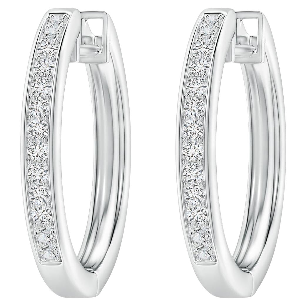 Natural Diamond Hoop Earrings in Platinum (0.5cttw Color-H Clarity-SI2)