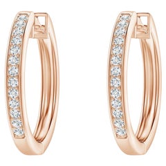 Natural Diamond Hoop Earrings in 14K Rose Gold (0.2cttw Color-G Clarity-VS2)