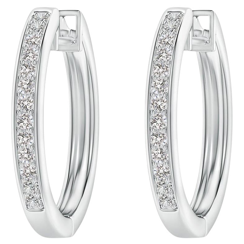 Natural Diamond Hoop Earrings in Platinum (0.2cttw Color-I-J Clarity-I1-I2)