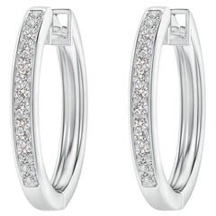 Natural Diamond Hoop Earrings in Platinum (0.2cttw Color-I-J Clarity-I1-I2)