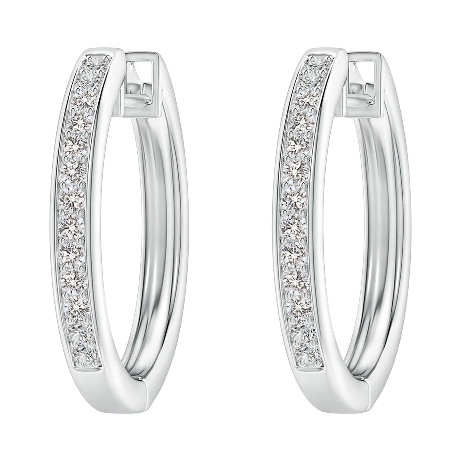 Natural Diamond Hoop Earrings in Platinum (0.33cttw Color-I-J Clarity-I1-I2)