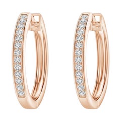 Créoles en or rose 14 carats avec diamants naturels (0,07 cttw)  Couleur-H Clarté-SI2)