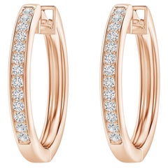 Créoles en or rose 14 carats avec diamants naturels (0,2 cttw Couleur-H Clarté-SI2)