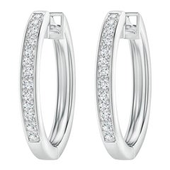 Natural Diamond Hoop Earrings in 14K White Gold (0.07cttw Color-G Clarity-VS2)