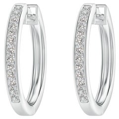 Natürliche Diamant-Creolen aus 14K Weißgold 0,33cttw Farbe-I-J Reinheit-I1-I2