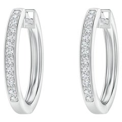 Natural Diamond Hoop Earrings in 14K White Gold (0.2cttw Color-G Clarity-VS2)