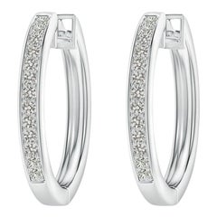 Natural Diamond Hoop Earrings in 14K White Gold (0.07cttw Color-K Clarity-I3)