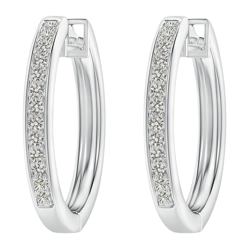 Natural Diamond Hoop Earrings in 14K White Gold (0.2cttw Color-K Clarity-I3)