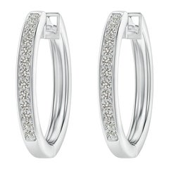 Natural Diamond Hoop Earrings in 14K White Gold (0.2cttw Color-K Clarity-I3)