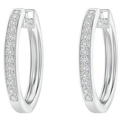 Orecchini a cerchio con diamanti naturali in oro bianco 14K (0,2cttw Colore-H Chiarezza-SI2)