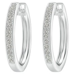 Natural Diamond Hoop Earrings in 14K White Gold (0.5cttw Color-K Clarity-I3)