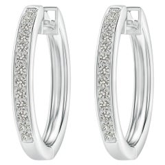Natural Diamond Hoop Earrings in 14K White Gold (0.5cttw Color-K Clarity-I3)