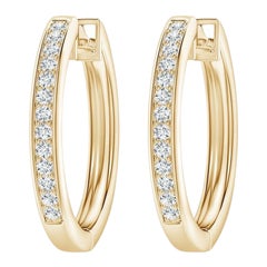 Natural Diamond Hoop Earrings in 14K Yellow Gold (0.07cttw Color-G Clarity-VS2)