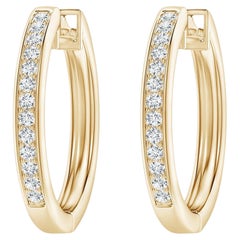 Natural Diamond Hoop Earrings in 14K Yellow Gold (0.2cttw Color-G Clarity-VS2)