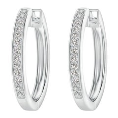 Natural Diamond Hoop Earrings in 14K White Gold 0.07cttw Color-I-J Clarity-I1-I2