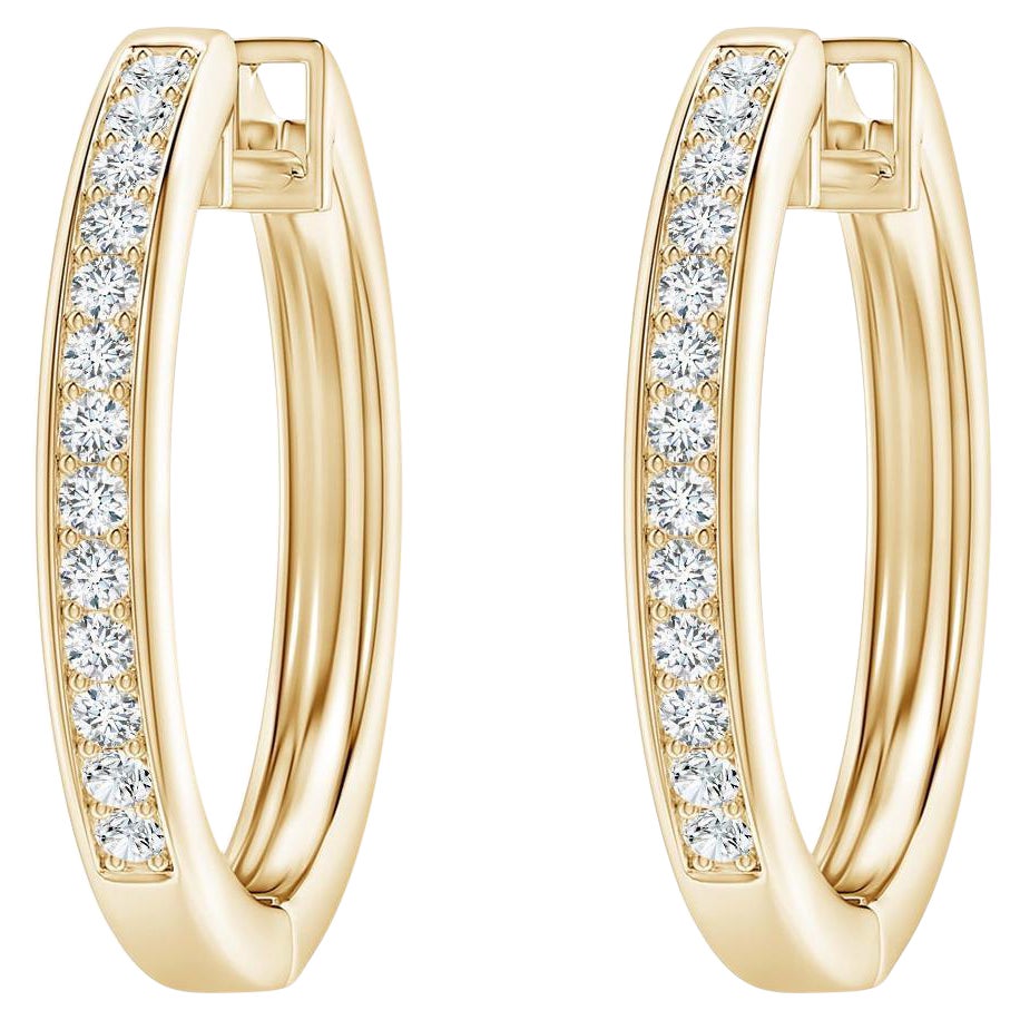 Natural Diamond Hoop Earrings in 14K Yellow Gold (0.33cttw Color-G Clarity-VS2)