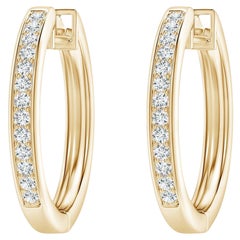 Natural Diamond Hoop Earrings in 14K Yellow Gold (0.33cttw Color-G Clarity-VS2)