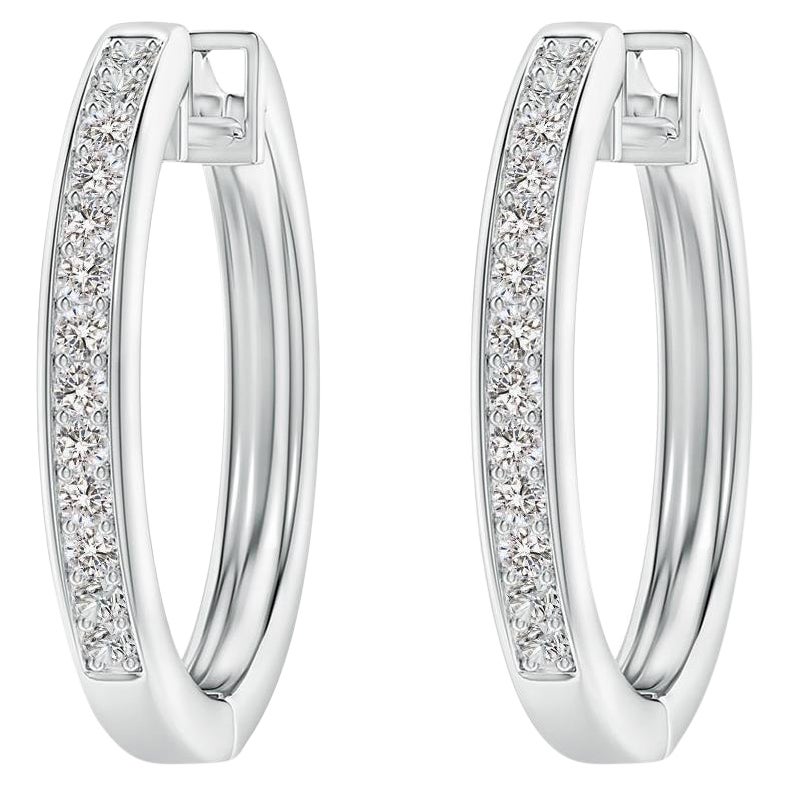 Natural Diamond Hoop Earrings in 14K White Gold (0.2cttw Color-I-J Clarity-I1I2)