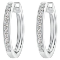 Orecchini a cerchio con diamanti naturali in oro bianco 14K (0,2cttw Colore-I-J Chiarezza-I1I2)