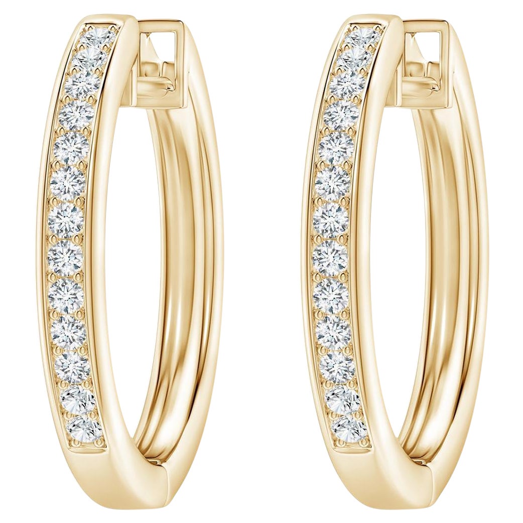 Natural Diamond Hoop Earrings in 14K Yellow Gold (0.5cttw Color-G Clarity-VS2)
