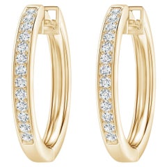 Natural Diamond Hoop Earrings in 14K Yellow Gold (0.5cttw Color-G Clarity-VS2)