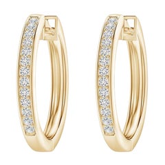Natural Diamond Hoop Earrings in 14K Yellow Gold (0.07cttw Color-H Clarity-SI2)
