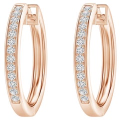 Boucles d'oreilles en or rose 14 carats avec diamants naturels (0,33 cttw Couleur-H Clarté-SI2)