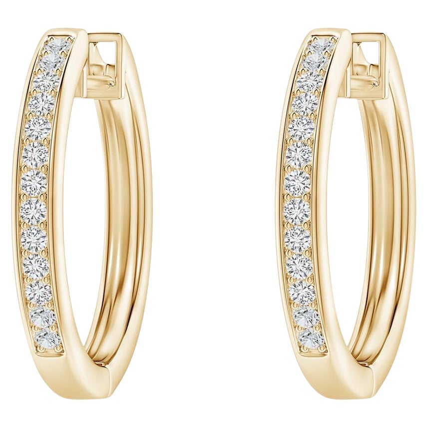 Natural Diamond Hoop Earrings in 14K Yellow Gold (0.2cttw Color-H Clarity-SI2)