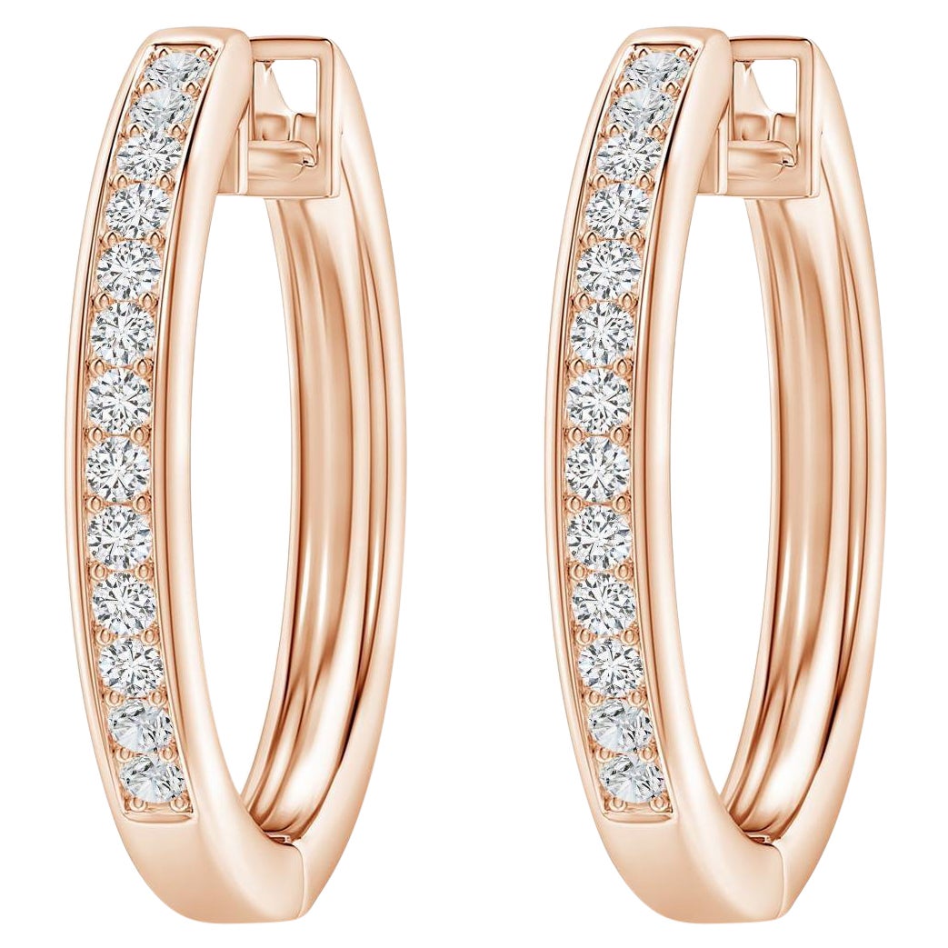 Natural Diamond Hoop Earrings in 14K Rose Gold (0.5cttw Color-H Clarity-SI2)